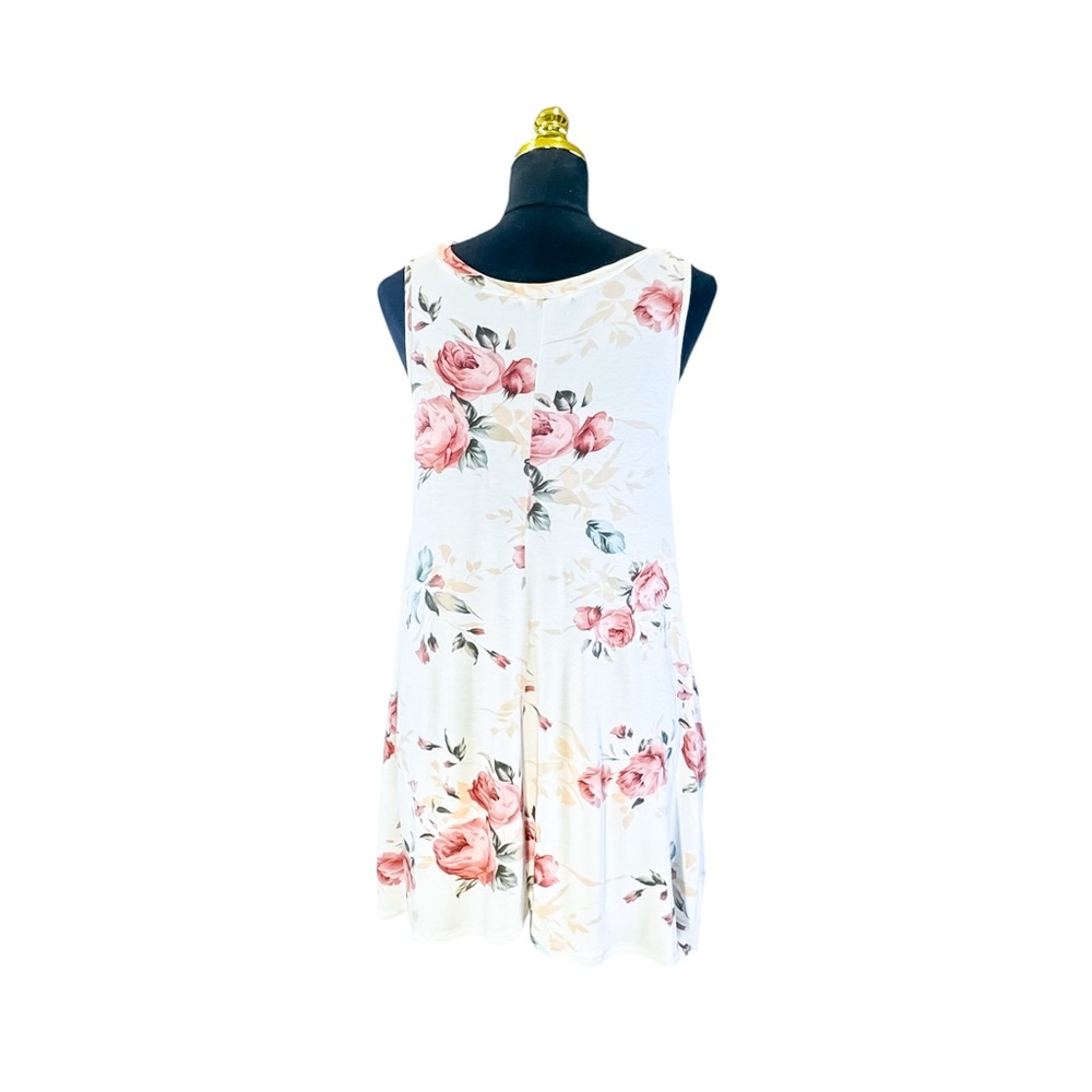 Viamor Off-White Floral Dress With Pockets- Women's Medium View 4